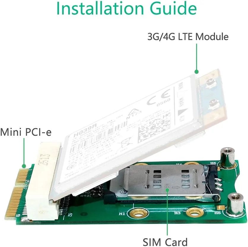 برد آداپتور ماژول Fansipro MINIPCIE به MINIPCIE 3G/4G با کیت اسلات سیم کارت برای EC25، 6 * 3 * 0.5 (MM)، سبز (خود محرک)