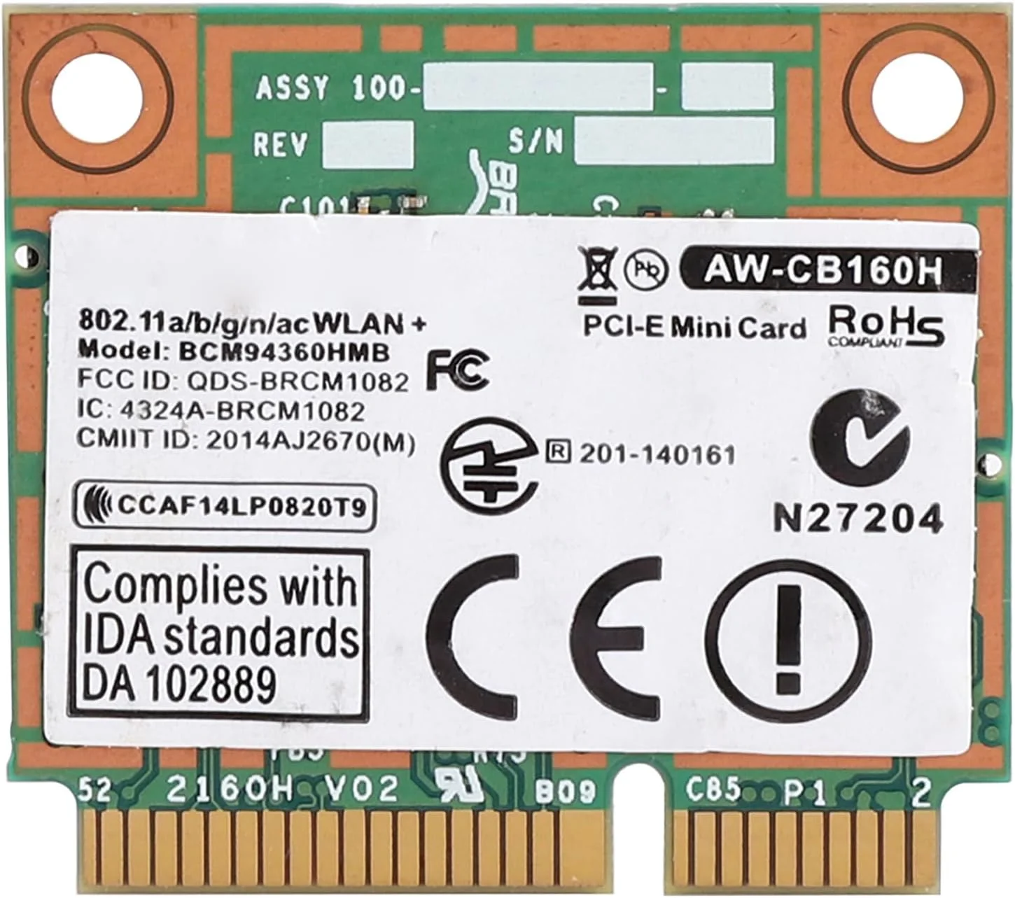 کارت وای فای گیگابیتی AC1300M با رابط MINI PCI-E سازگار با 4.0 BCM94360HMB، ماژول وای فای کارت WLAN برای لپ تاپ