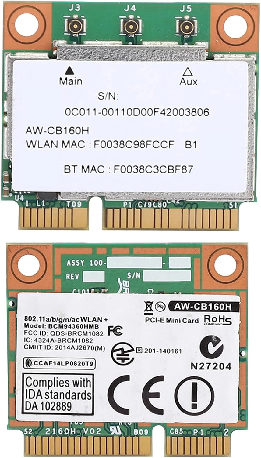 کارت وای فای گیگابیتی AC1300M با رابط MINI PCI-E سازگار با 4.0 BCM94360HMB، ماژول وای فای کارت WLAN برای لپ تاپ