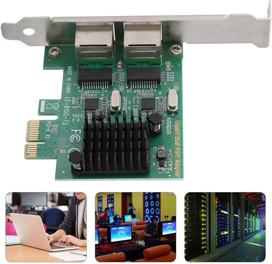 کارت شبکه گیگابیتی، 10/100/1000Mbps RJ-45 دو پورت PCI-Ex1 کارت رابط شبکه برای 8102-T2