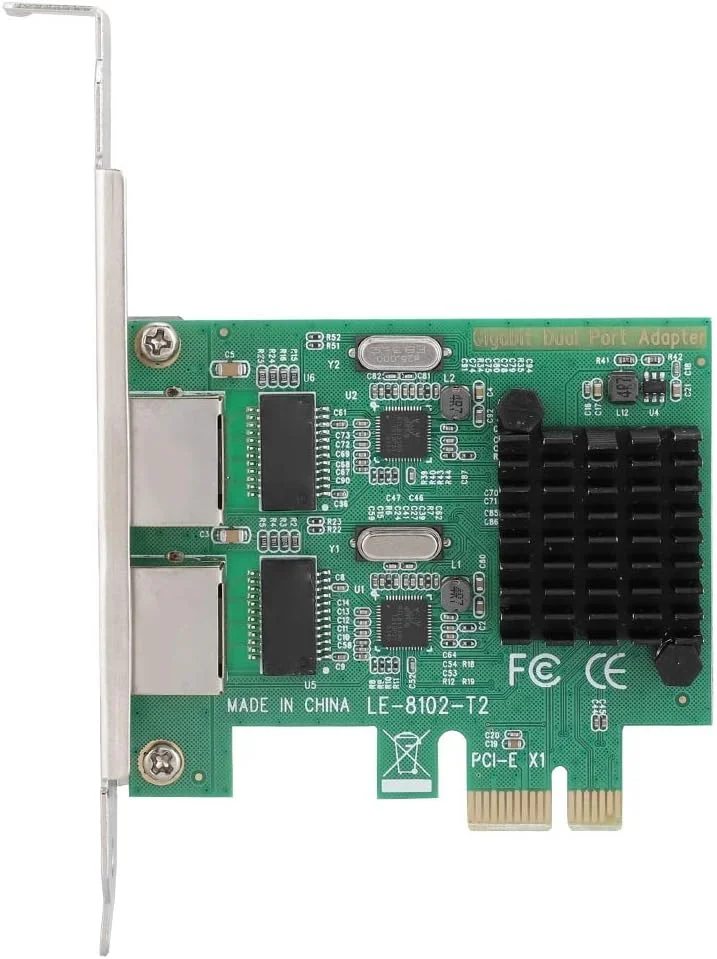 کارت شبکه گیگابیتی، 10/100/1000Mbps RJ-45 دو پورت PCI-Ex1 کارت رابط شبکه برای 8102-T2