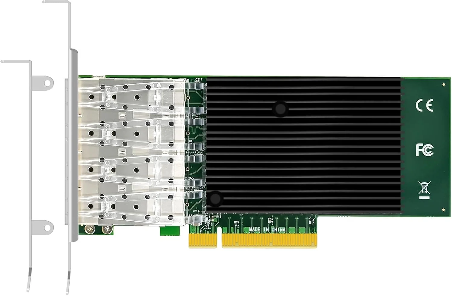 کارت شبکه اترنت 4 پورت 10Gb SFP+ GLOTRENDS ST7219 با کنترلر Intel X710-BM1، رابط PCIE 3.0 X8، عدم پشتیبانی از سیستم عامل Mac OS