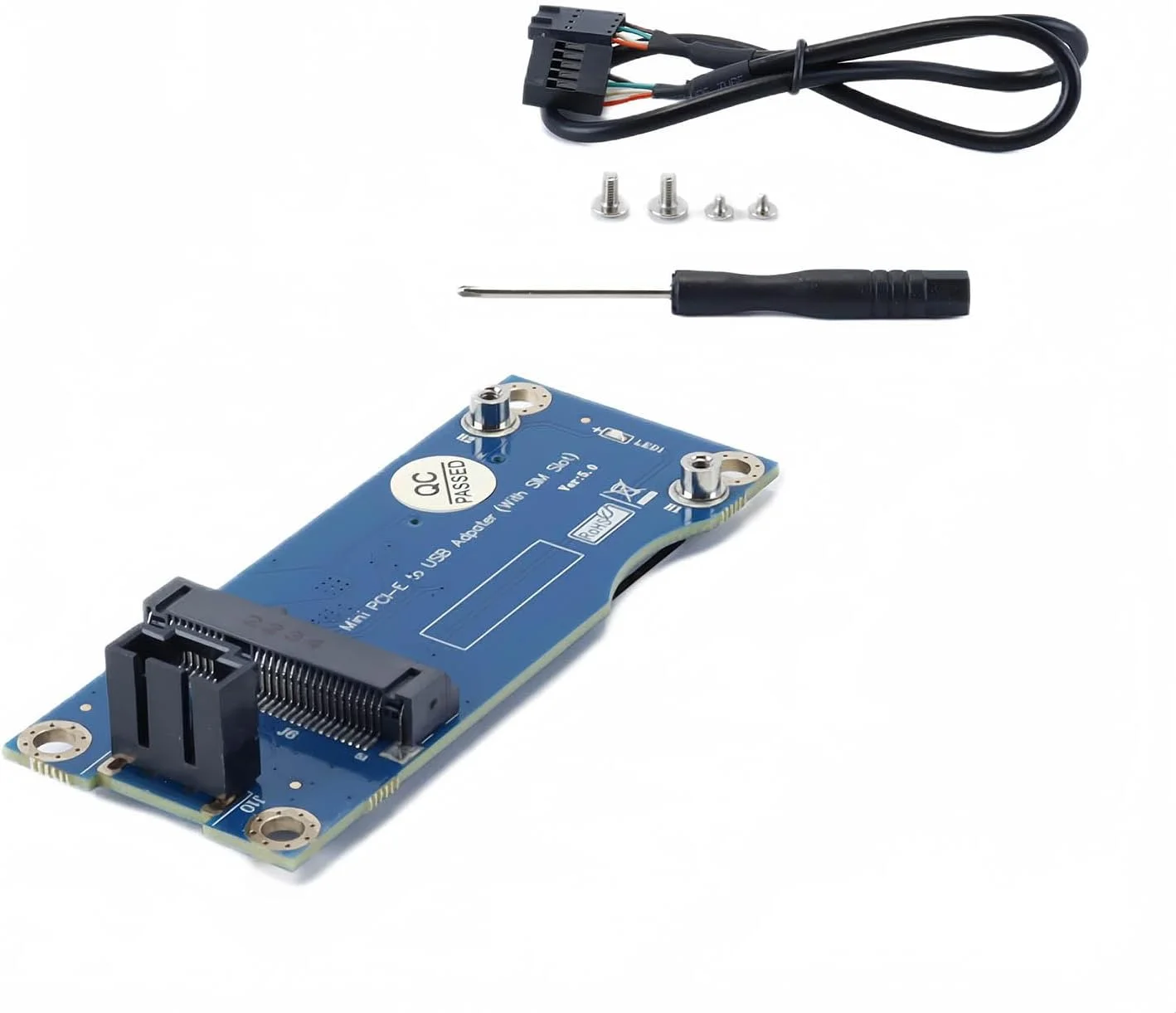آداپتور Mini PCI-E WWAN/LTE کارت به USB 9 پین مادربرد، مبدل تست کارت شبکه Mini PCIE 3G/4G به USB 9 پین مادربرد با اسلات سیم کارت