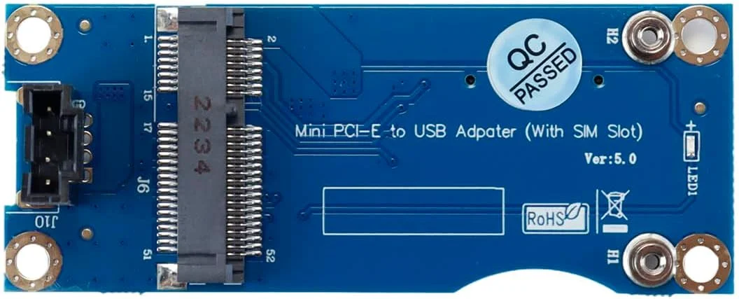 آداپتور Mini PCI-E WWAN/LTE کارت به USB 9 پین مادربرد، مبدل تست کارت شبکه Mini PCIE 3G/4G به USB 9 پین مادربرد با اسلات سیم کارت