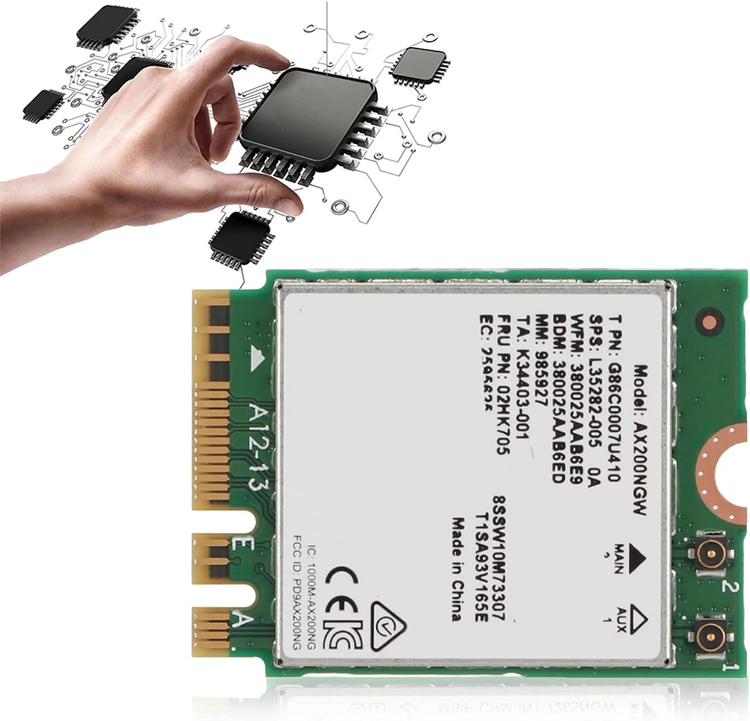 کارت آداپتور سرور وای فای 6 AX200 NGFF M.2 با سخت افزار 5.0 مدل PCB AX200 سرعت 2400 مگابیت بر ثانیه، رابط NGFF/M.2، باند فرکانسی: 2.4G/5G