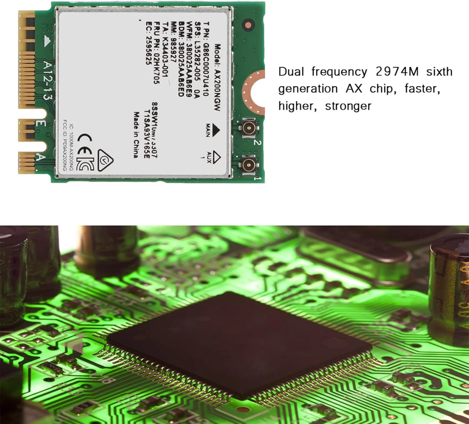 کارت آداپتور سرور وای فای 6 AX200 NGFF M.2 با سخت افزار 5.0 مدل PCB AX200 سرعت 2400 مگابیت بر ثانیه، رابط NGFF/M.2، باند فرکانسی: 2.4G/5G کارت آداپتور سرور وای فای 6 AX200 NGFF M.2 با سخت افزار 5.0 مدل PCB AX200 سرعت 2400 مگابیت بر ثانیه، رابط NGFF/M.2، باند فرکانسی: 2.4G/5G