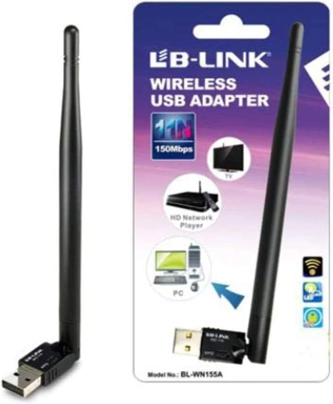 آداپتور شبکه بی سیم مینی USB با سرعت 150 مگابیت بر ثانیه مدل BL-WN155A از Lb-link