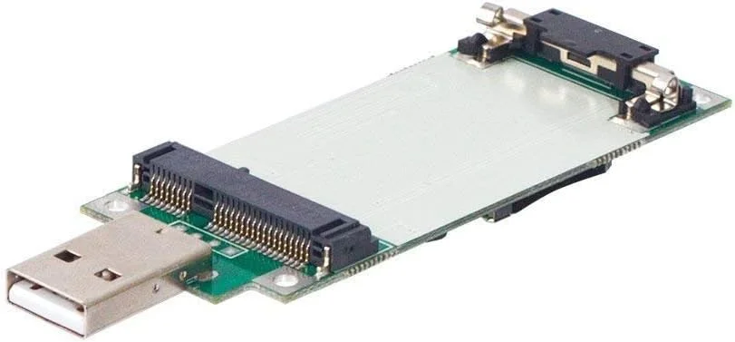آداپتور Mini PCIe WWAN Card به USB با اسلات سیم کارت، مبدل تستر ماژول Mini PCI Express WWAN/LTE/4G، پشتیبانی از کارت شبکه بی سیم با مساحت گسترده 30 و 50 میلی متر