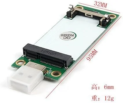 آداپتور Mini PCIe WWAN Card به USB با اسلات سیم کارت، مبدل تستر ماژول Mini PCI Express WWAN/LTE/4G، پشتیبانی از کارت شبکه بی سیم با مساحت گسترده 30 و 50 میلی متر