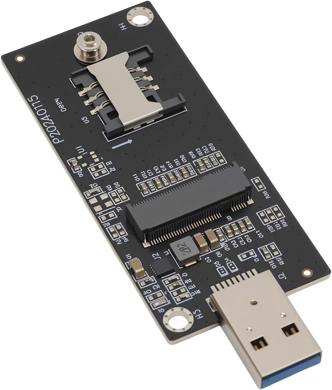 آداپتور M.2 Key B به USB 3.0 برای ماژول WWAN 4G/5G | مبدل NGFF M.2 Key B به USB3.0 با اسلات سیم کارت | کارت شبکه اترنت برای ویندوز/OS X (2 آنتن)
