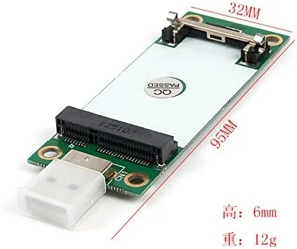 آداپتور Mini PCIe WWAN Card به USB با اسلات سیم کارت، مبدل تستر ماژول Mini PCI Express WWAN/LTE/4G، پشتیبانی از کارت شبکه بی سیم گسترده 30mm 50mm