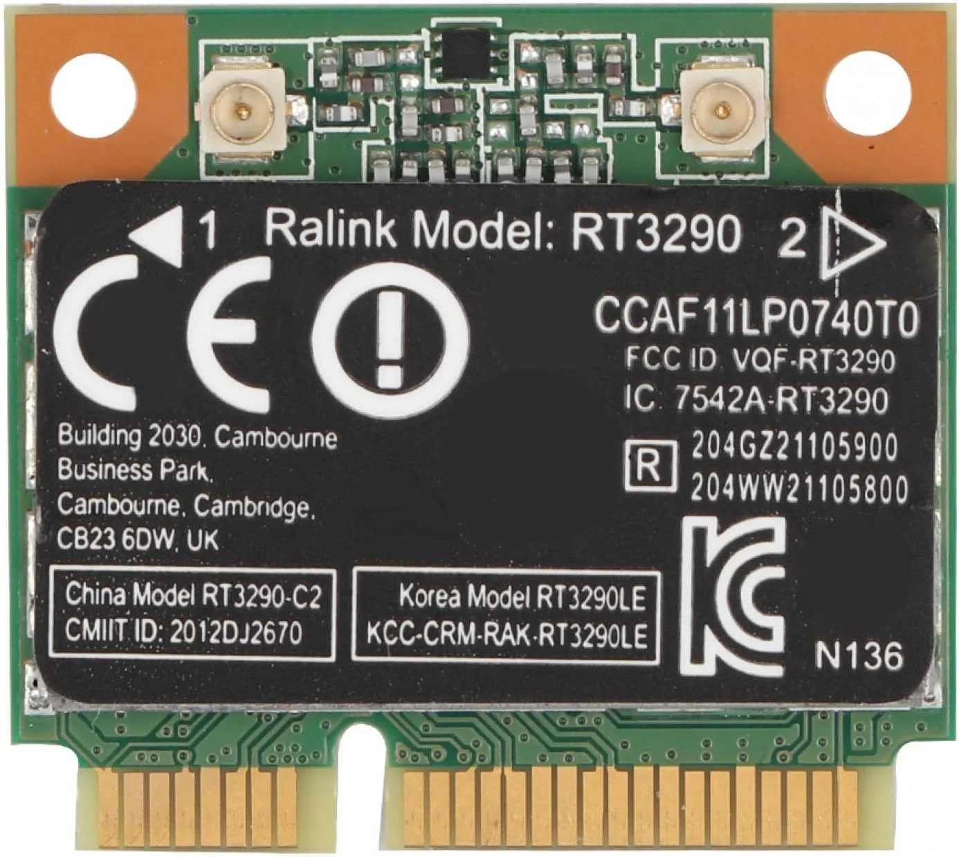 کارت شبکه PCI-E، کارت وای فای مینی PCI-E مدل RT3290 2.4G 150Mbps 802.11N با بلوتوث 3.0، کارت شبکه بی سیم برای کامپیوتر با پورت مینی PCI-E