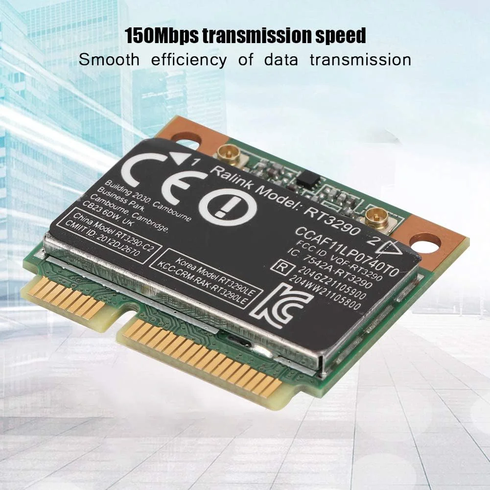 کارت شبکه PCI-E، کارت وای فای مینی PCI-E مدل RT3290 2.4G 150Mbps 802.11N با بلوتوث 3.0 برای کامپیوتر با پورت مینی PCI-E