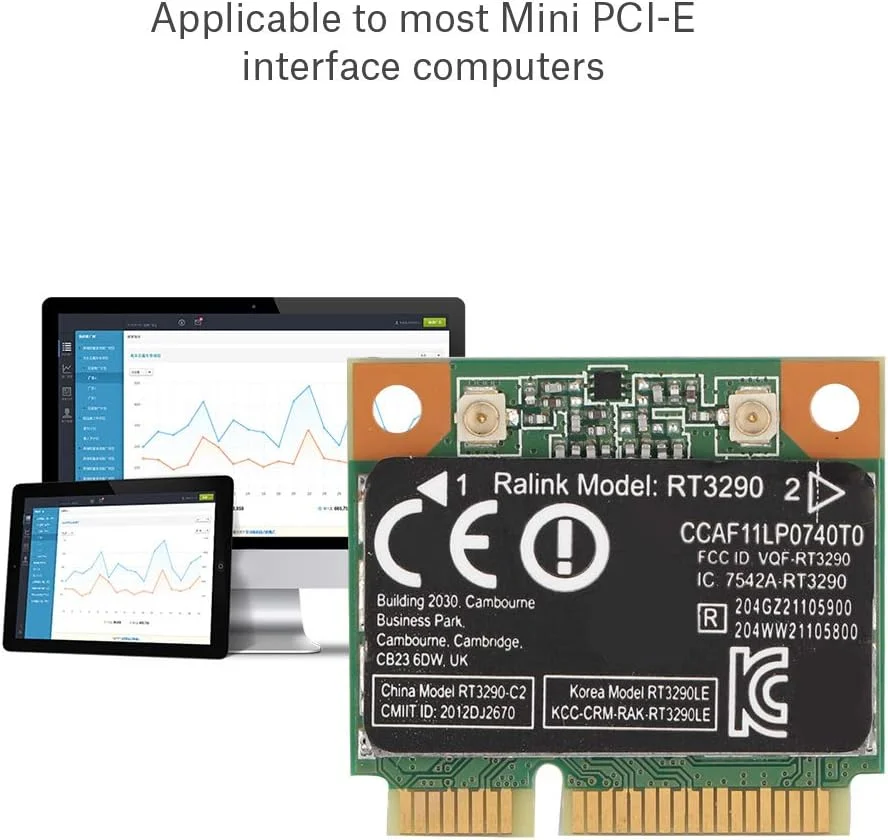 کارت شبکه PCI-E، کارت وای فای مینی PCI-E مدل RT3290 2.4G 150Mbps 802.11N با بلوتوث 3.0 برای کامپیوتر با پورت مینی PCI-E