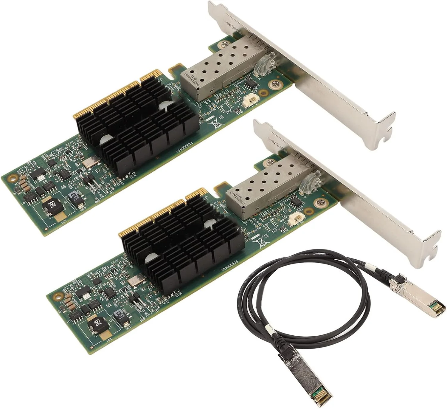 کارت شبکه 10 گیگابیت بر ثانیه SFP+ PCI-E NIC، 2 عدد آداپتور شبکه PCIE SFP+ MNPA19 10Gb SFP+ PCIE به همراه کابل تبدیل 1 متری PICE کارت آداپتور شبکه برای کامپیوتر