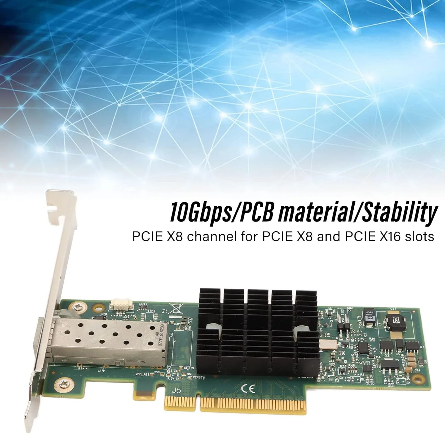 کارت شبکه 10 گیگابیت بر ثانیه SFP+ PCI-E NIC، 2 عدد آداپتور شبکه PCIE SFP+ MNPA19 10Gb SFP+ PCIE به همراه کابل تبدیل 1 متری PICE کارت آداپتور شبکه برای کامپیوتر