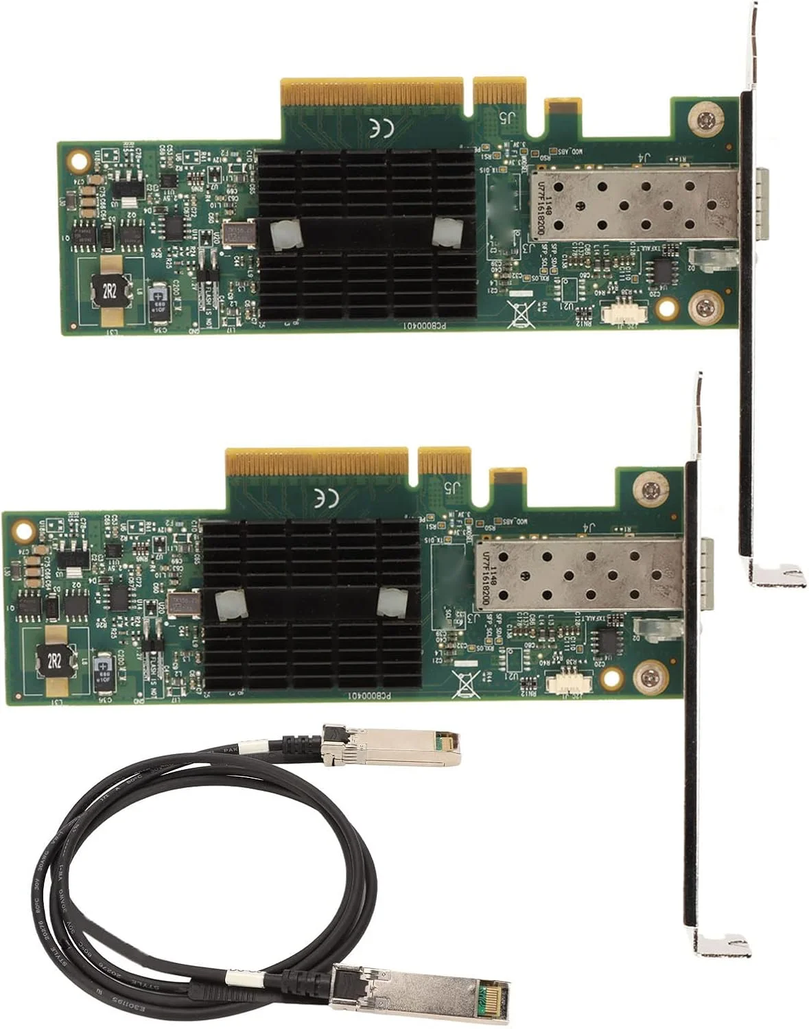 کارت شبکه 10 گیگابیت بر ثانیه SFP+ PCI-E NIC، 2 عدد آداپتور شبکه PCIE SFP+ MNPA19 10Gb SFP+ PCIE به همراه کابل تبدیل 1 متری PICE کارت آداپتور شبکه برای کامپیوتر