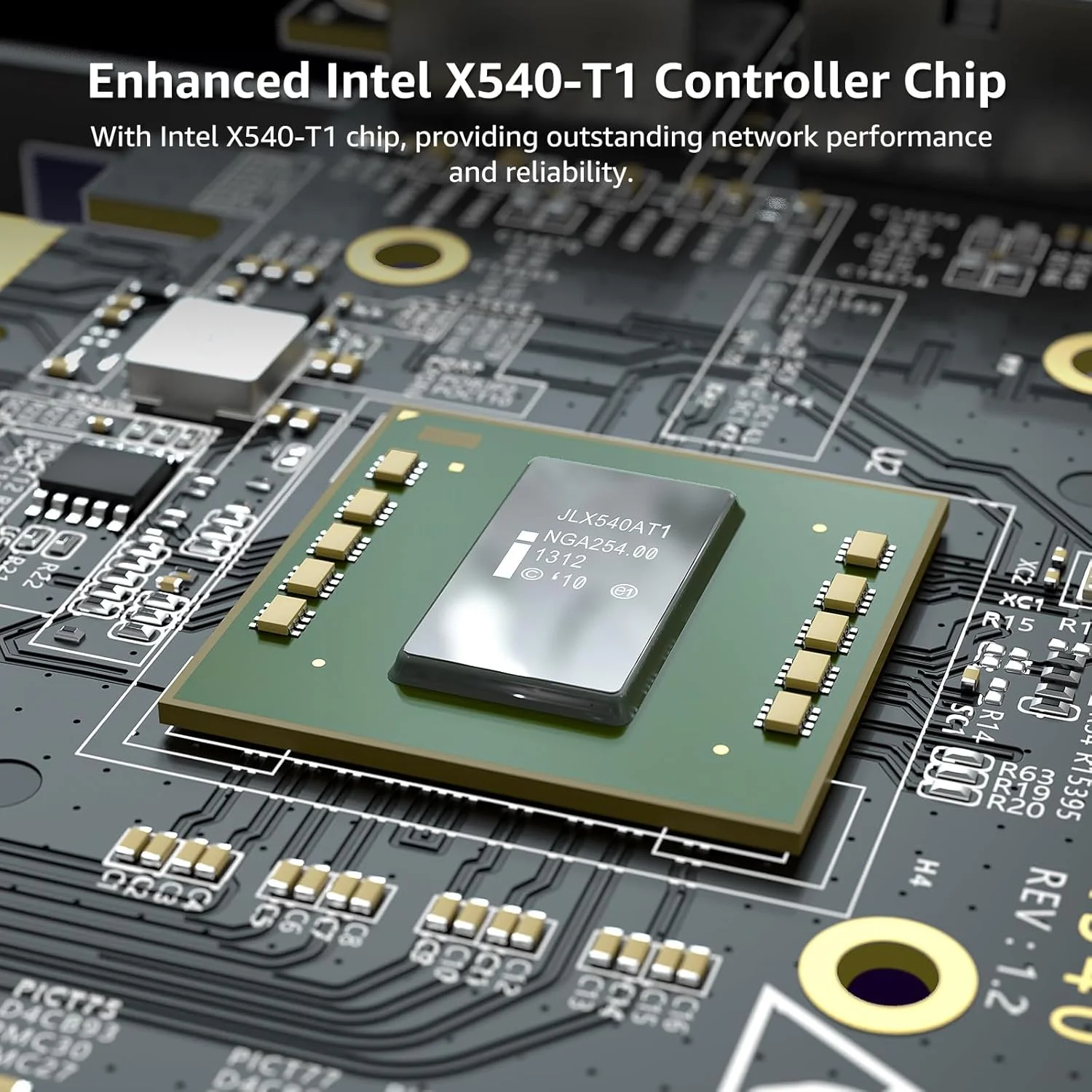 کارت شبکه 10G PCI-E با پورت RJ45 تکی 10 گیگابیت بر ثانیه، کنترلر Intel X540-T1، کارت شبکه VIMIN 10Gb Base-T PCI-e سازگار با PCI Express X8، X16، پشتیبانی از Windows/Windows Server/Linux/VMware