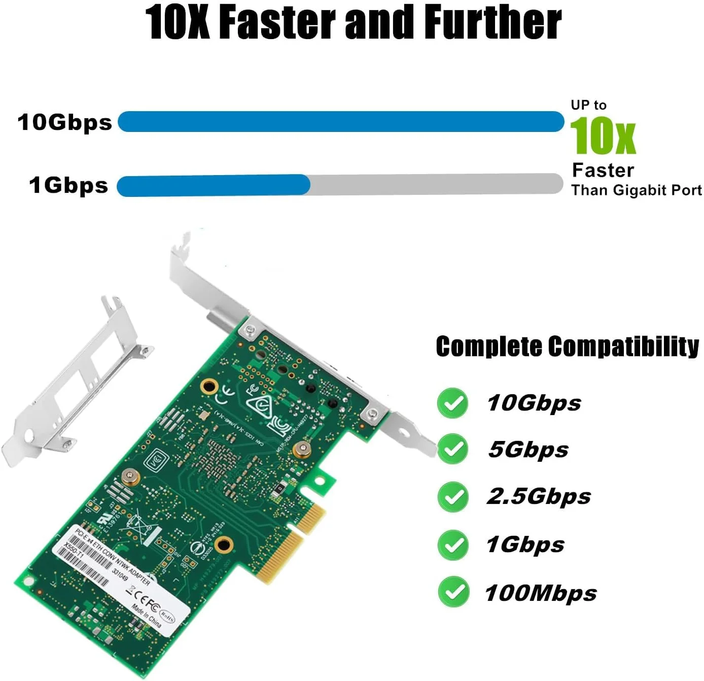 کارت شبکه 10 گیگابیت بر ثانیه PCI-E NIC مبتنی بر Intel X550-T1، آداپتور اترنت همگرا 10Gb/ 5Gb/2.5Gb/1Gb (NIC/CNA)، تک پورت مسی RJ45 با تراشه Intel ELX550AT، پشتیبانی از PCI-E X4، سازگار با Windows Server/Linux/ESX کارت شبکه 10 گیگابیت بر ثانیه PCI-E NIC مبتنی بر Intel X550-T1، آداپتور اترنت همگرا 10Gb/ 5Gb/2.5Gb/1Gb (NIC/CNA)، تک پورت مسی RJ45 با تراشه Intel ELX550AT، پشتیبانی از PCI-E X4، سازگار با Windows Server/Linux/ESX
