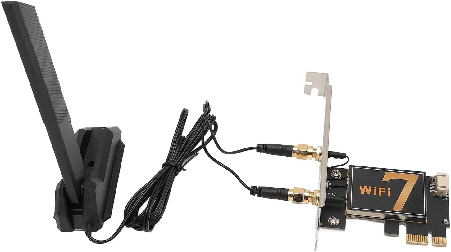 کارت وای فای بی سیم PCIE مدل Phefop BE200NGW با دریافت سیگنال بهبود یافته، کارت سه بانده 8774 مگابیت بر ثانیه برای رایانه رومیزی، Win10/11
