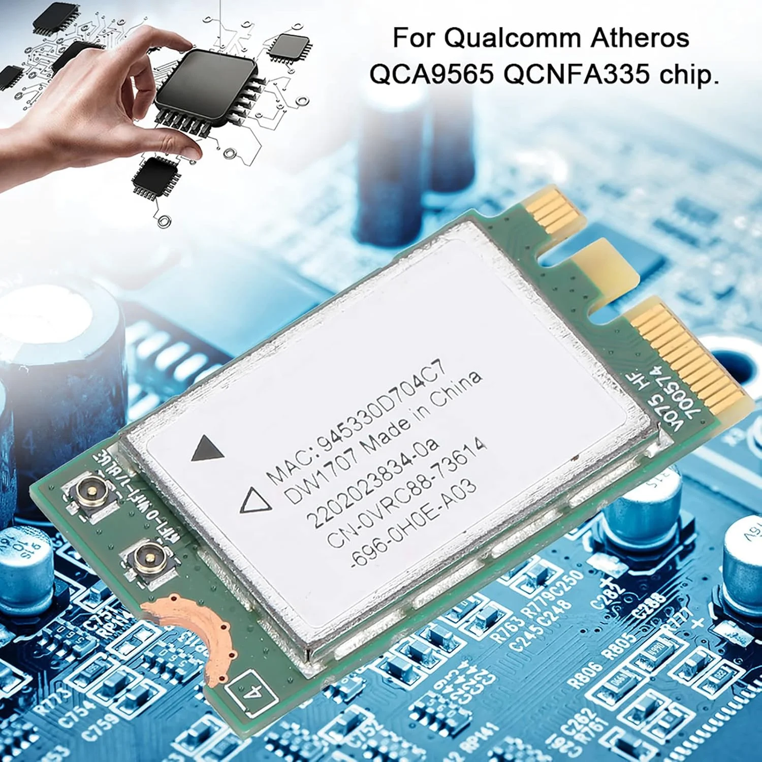 کارت شبکه بی سیم Qualcomm Atheros QCNFA335 NGFF 300M مدل DW1707 0VRC88، استاندارد رابط کارت شبکه بی سیم: M.2 NGFF