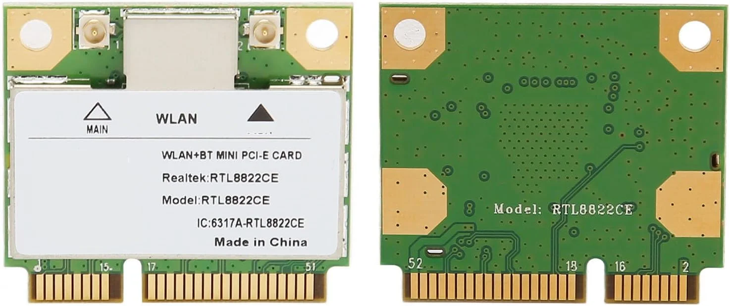 کارت Mini PCIe، کارت گیگابیتی 1200 مگابیتی 2.4G/5G مدل RTL8822CE، پشتیبانی از IEEE 802.11ab/gn/ac، برای 10