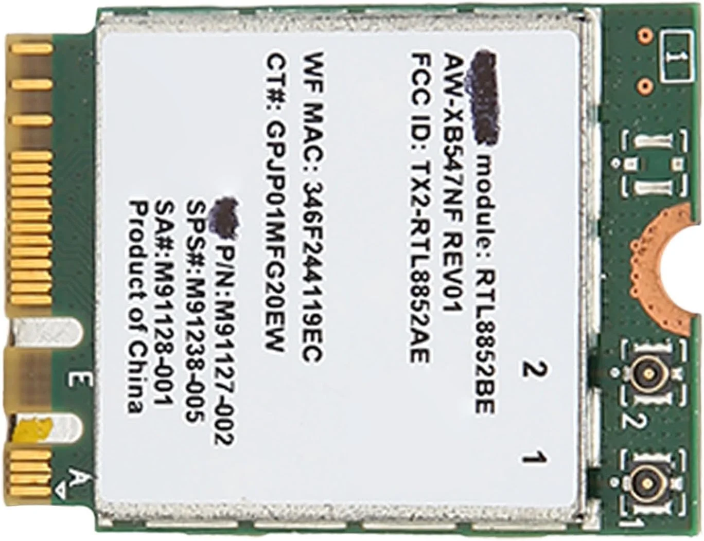 کارت شبکه RTL8852BE، کارت شبکه M.2 WIFI6 1800Mbps 5.2 گیگابیتی LAN دو بانده 2.4G/5G