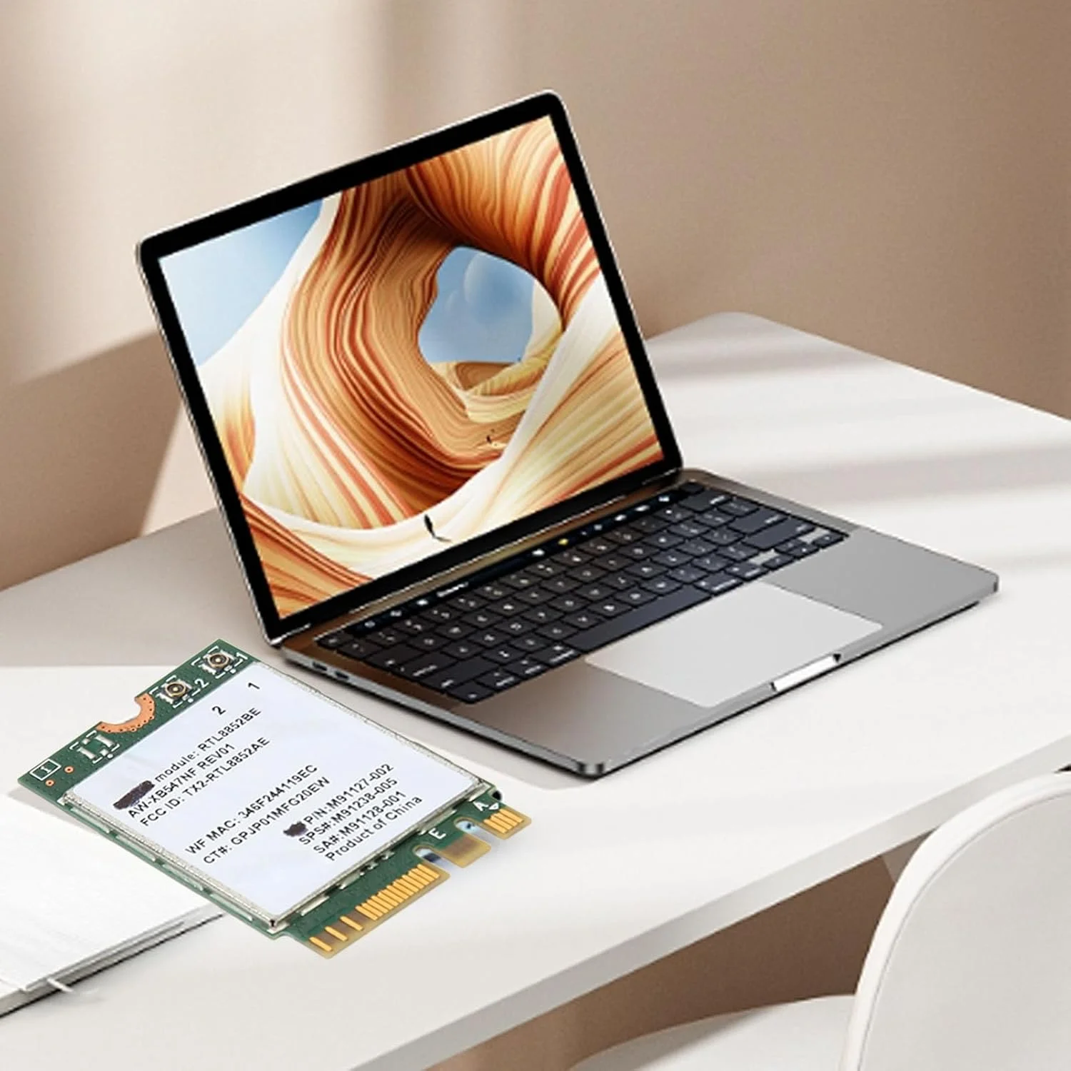 کارت شبکه RTL8852BE، کارت شبکه M.2 WIFI6 1800Mbps 5.2 گیگابیتی LAN دو بانده 2.4G/5G