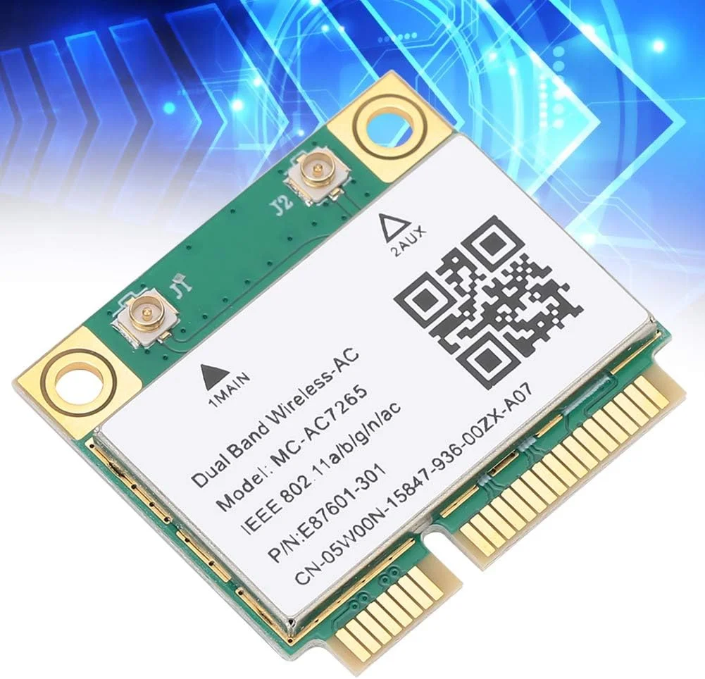 کارت شبکه Tihebeyan، مینی PCIE دو بانده وای فای 802.11ac 4.2 MC AC7265، سیگنال پایدار، برای رایانه های رومیزی، نوت بوک ها کارت شبکه Tihebeyan، مینی PCIE دو بانده وای فای 802.11ac 4.2 MC AC7265، سیگنال پایدار، برای رایانه های رومیزی، نوت بوک ها