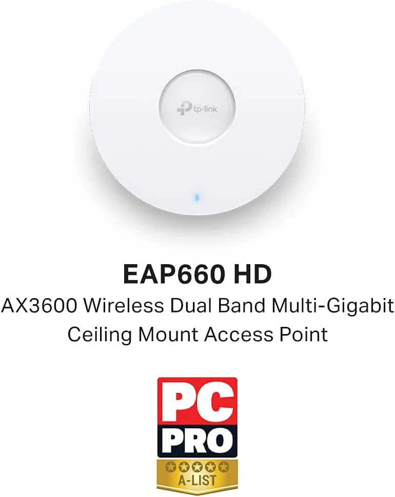 اکسس پوینت TP-Link EAP660 HD، اکسس پوینت های وایرلس WiFi 6 AX3600، دو بانده گیگابیتی با قابلیت PoE+، Omada Mesh، رومینگ یکپارچه، نصب آسان روی دیوار یا سقف، دسترسی ابری و برنامه کنترلر رایگان