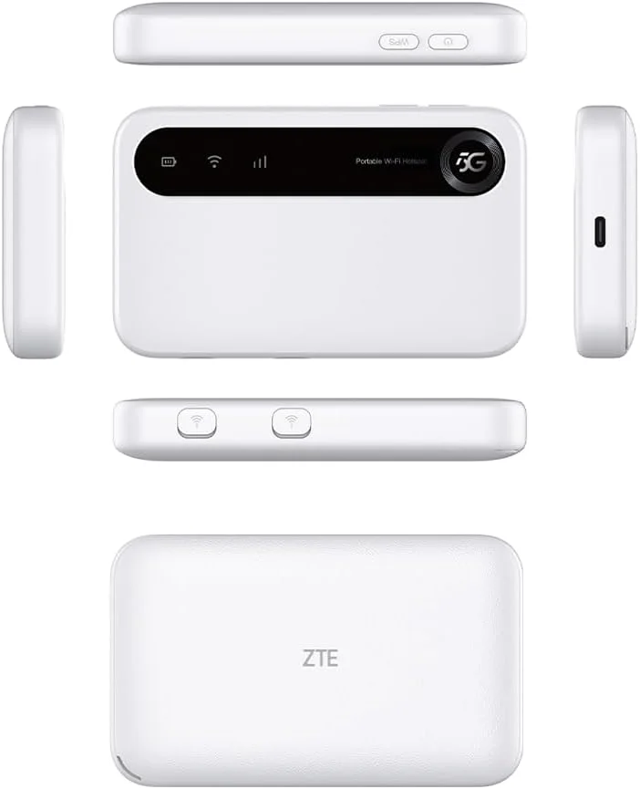 اکسس پوینت وای فای قابل حمل ZTE U50 5G با اسلات سیم کارت، اسلات سیم کارت آنلاک شده، مقرون به صرفه برای 32 دستگاه خانگی/تجاری، 5G و 4G+، AX1800 WiFi 6، تا 32 دستگاه
