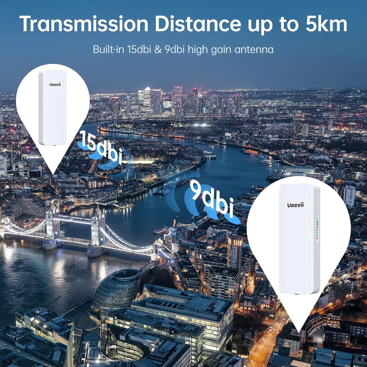 پل بیسیم دو بانده 2.4G و 5G، پل وایفای نقطه به نقطه CPE بیرونی IP65 با 2 پورت RJ45 1000Mbps، آنتن 16dBi با بهره بالا، برد بلند 5 کیلومتر، منبع تغذیه 24 ولت PoE، برای انبار، مغازه، گاراژ پل بیسیم دو بانده 2.4G و 5G، پل وایفای نقطه به نقطه CPE بیرونی IP65 با 2 پورت RJ45 1000Mbps، آنتن 16dBi با بهره بالا، برد بلند 5 کیلومتر، منبع تغذیه 24 ولت PoE، برای انبار، مغازه، گاراژ