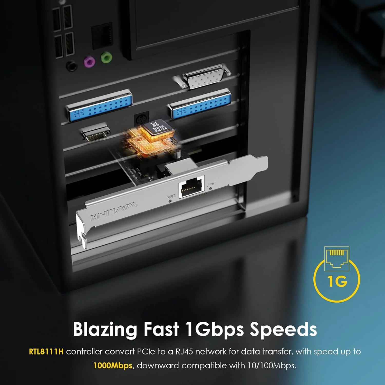 کارت شبکه گیگابیتی اترنت PCIE ویولینک، دستگاه شبکه کامپیوتر، آداپتور LAN RJ45 با سرعت 10/100/1000 مگابیت بر ثانیه برای رایانه شخصی رومیزی، پشتیبانی از Win10/11