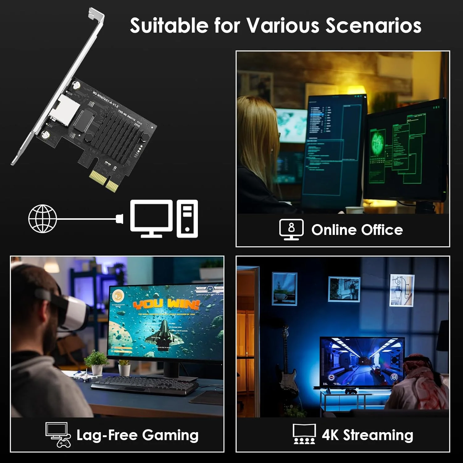 کارت شبکه 2.5G Base-T PCIe WAVLINK، آداپتور اترنت PCI Express با سرعت 2500/1000/100 مگابیت بر ثانیه با RTL8125B، کارت شبکه 2.5G برای ویندوز 11/10/8/8.1/7 و لینوکس با براکت کم ارتفاع