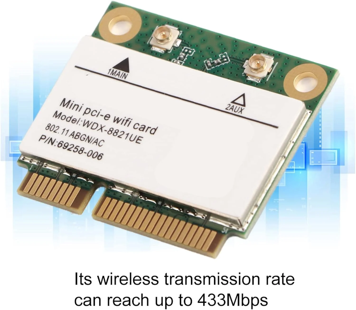 کارت شبکه وای فای دو بانده 2.4G/5Ghz با سرعت 433Mbps مینی PCI-E