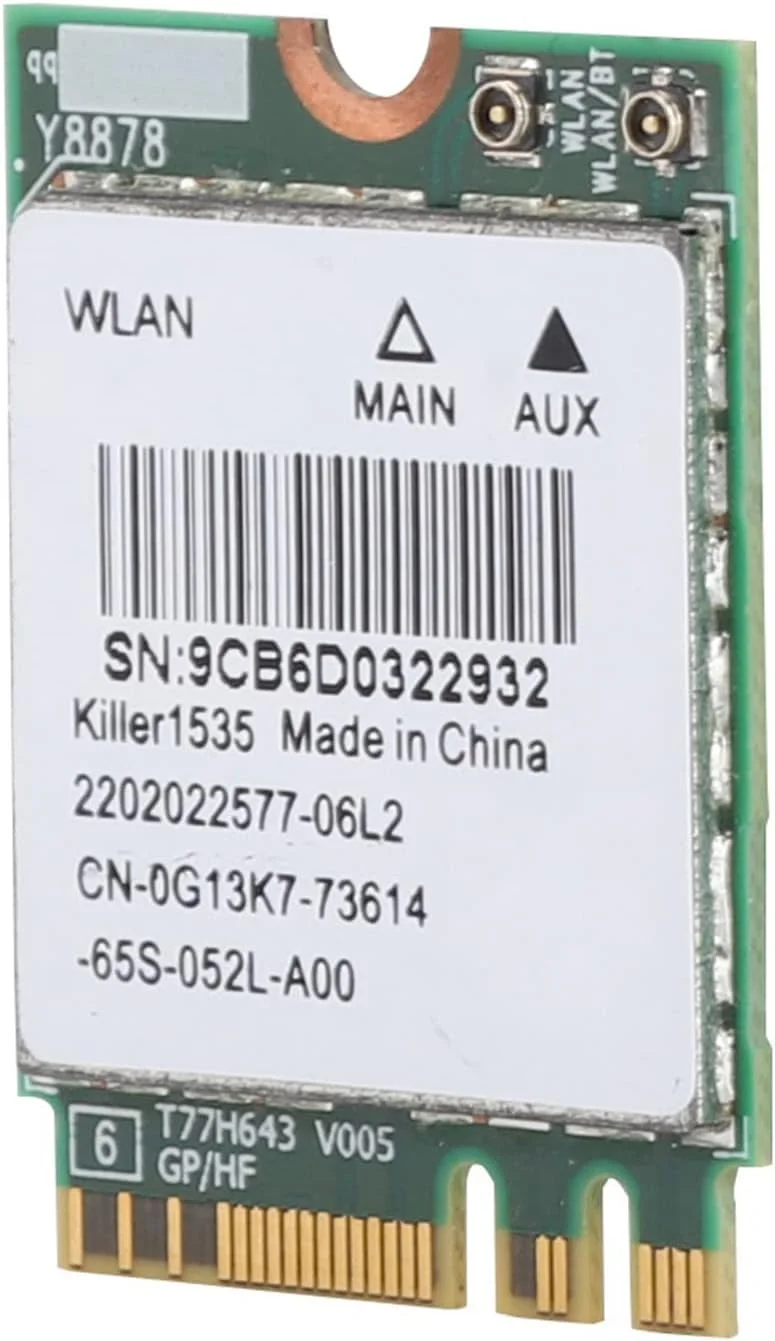 کارت شبکه گیمینگ بی‌سیم برای Killer 1535AC، کارت گیمینگ دو بانده 802.11ac NGFF M.2 867Mbps