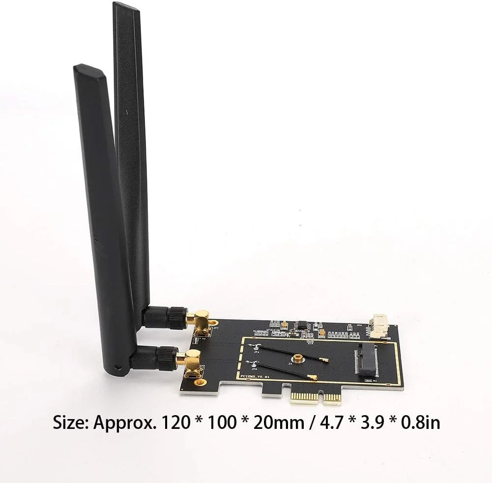 تبدیل کننده کارت وای فای M.2(NGFF) شبکه بی سیم به آداپتور PCIe 1X، آنتن دو بانده 2.4/5G، کابل BT با ارتفاع کامل، برای Intel 9260AC 8265AC 8260AC 7265AC 7260AC