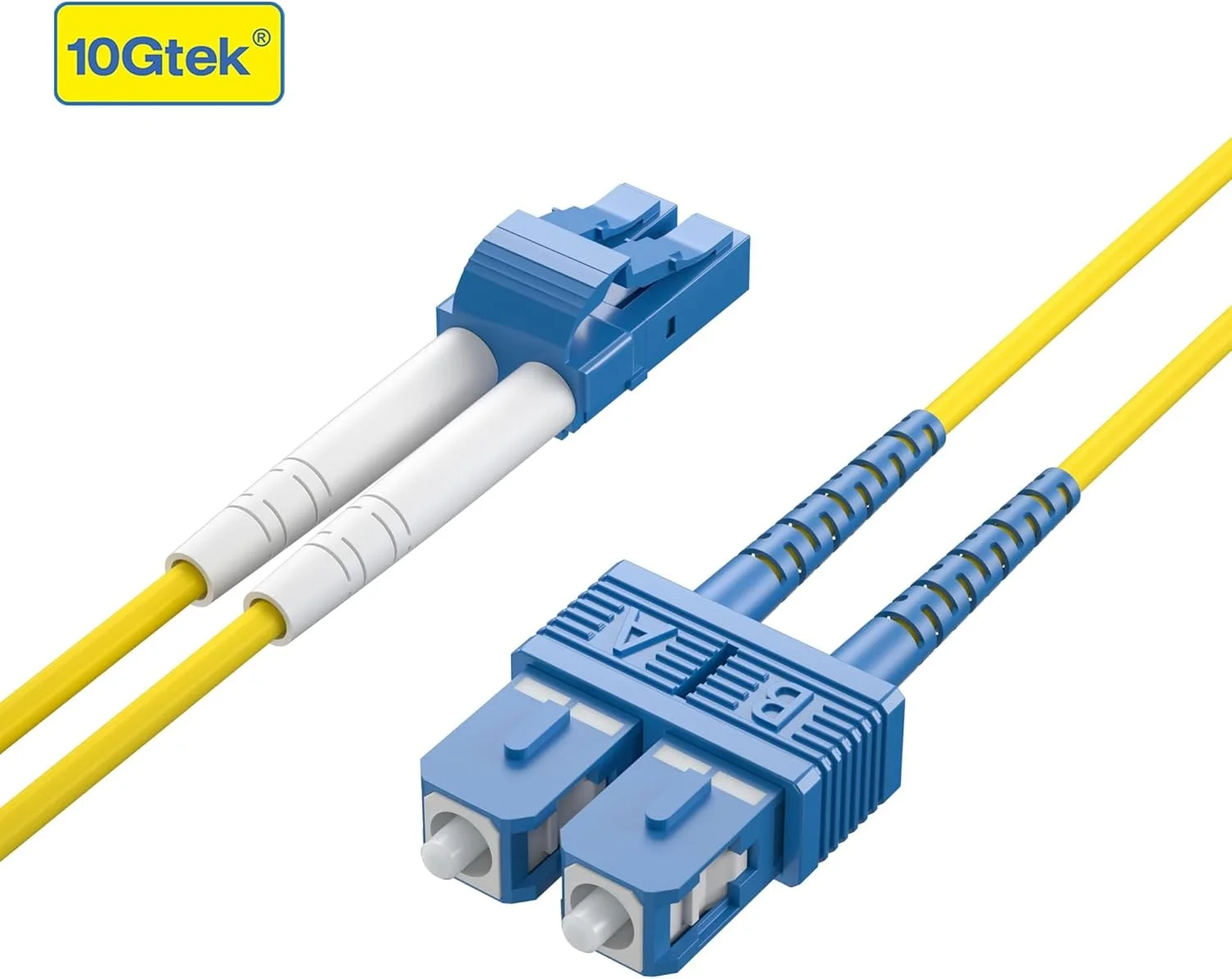 کابل فیبر نوری 10Gtek - LC به SC سینگل مود OS2 10 گیگابیتی/گیگابیتی جامپر داپلکس 9/125 LSZH، زرد، 1 متری (3.3 فوت)