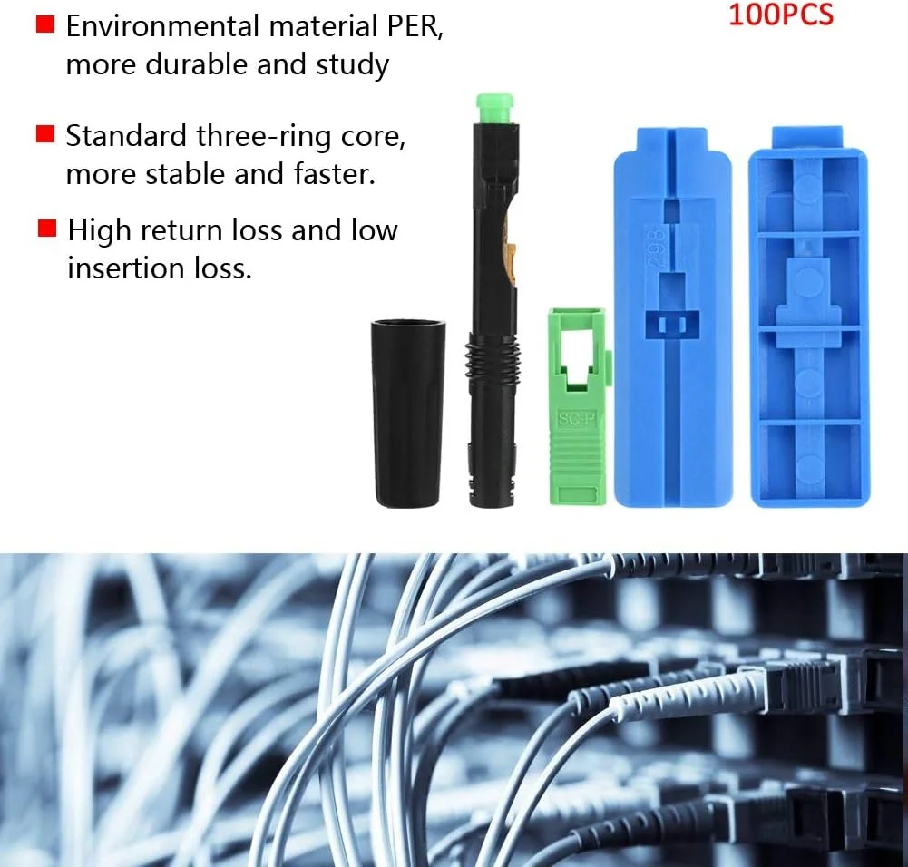 100 عدد آداپتور کابل فیبر نوری، اتصال سریع فیبر نوری (دوشاخه مستقیم)