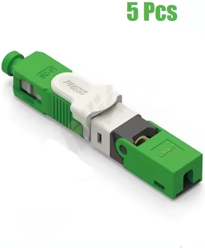 کانکتور SC/APC سریع [۵ عدد] - کانکتور اتصال سریع فیبر نوری - خاتمه کابل دراپ FTTH - سبز (تک حالته)