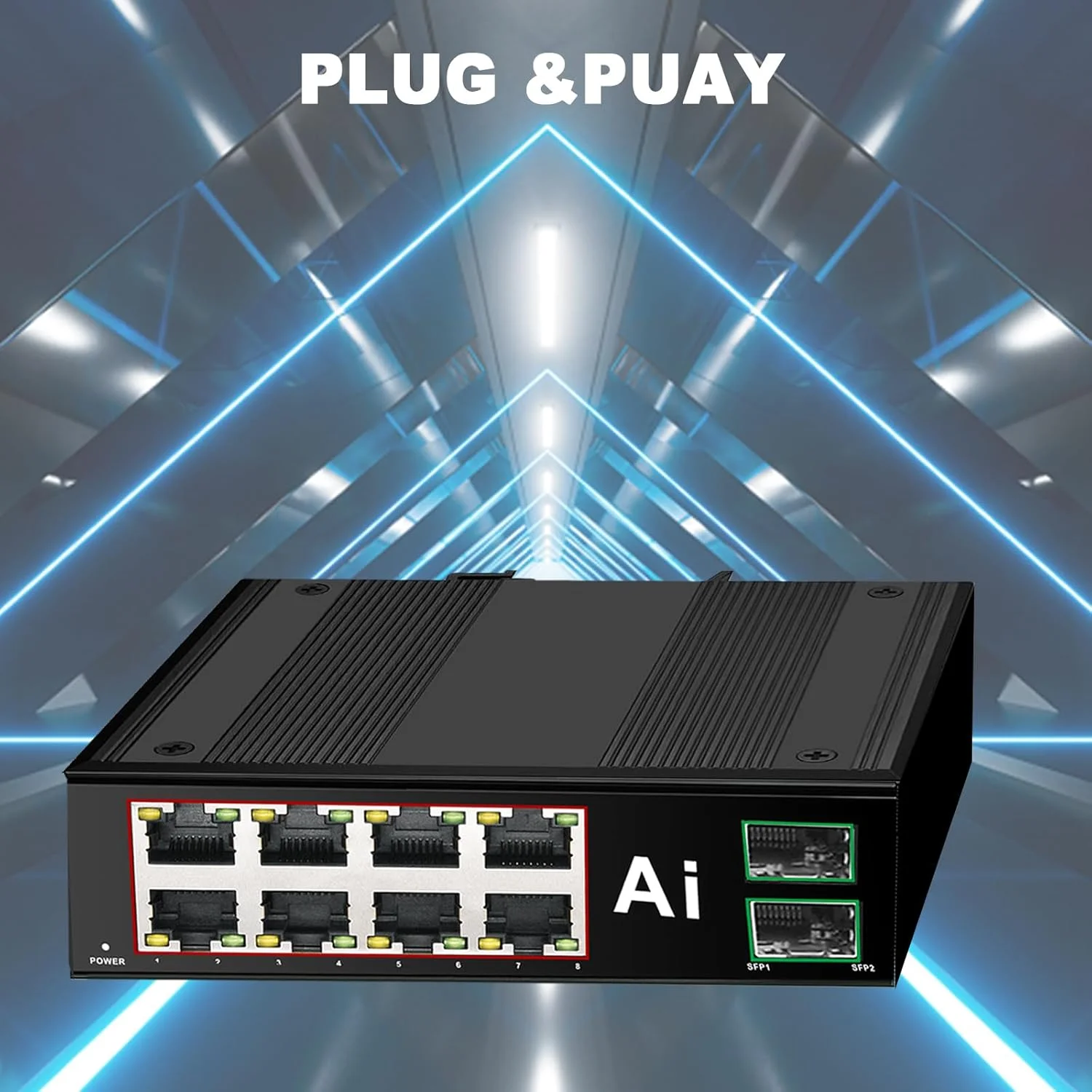 سوئیچ اترنت سریع صنعتی 8 پورت ienRon بدون مدیریت با قابلیت نصب روی ریل DIN