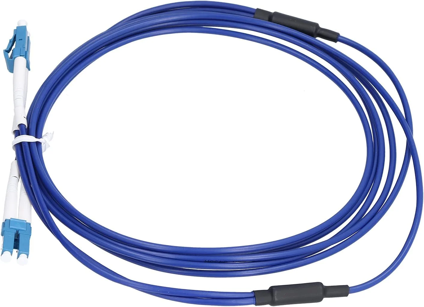 کابل فیبر نوری محافظت شده، کابل اتصال فیبر نوری تک حالته 2 کابل نوری LC/UPC‑LC/UPC آبی، برای مناطق خطرناک در فضای باز (5 متر / 16.4 فوت)