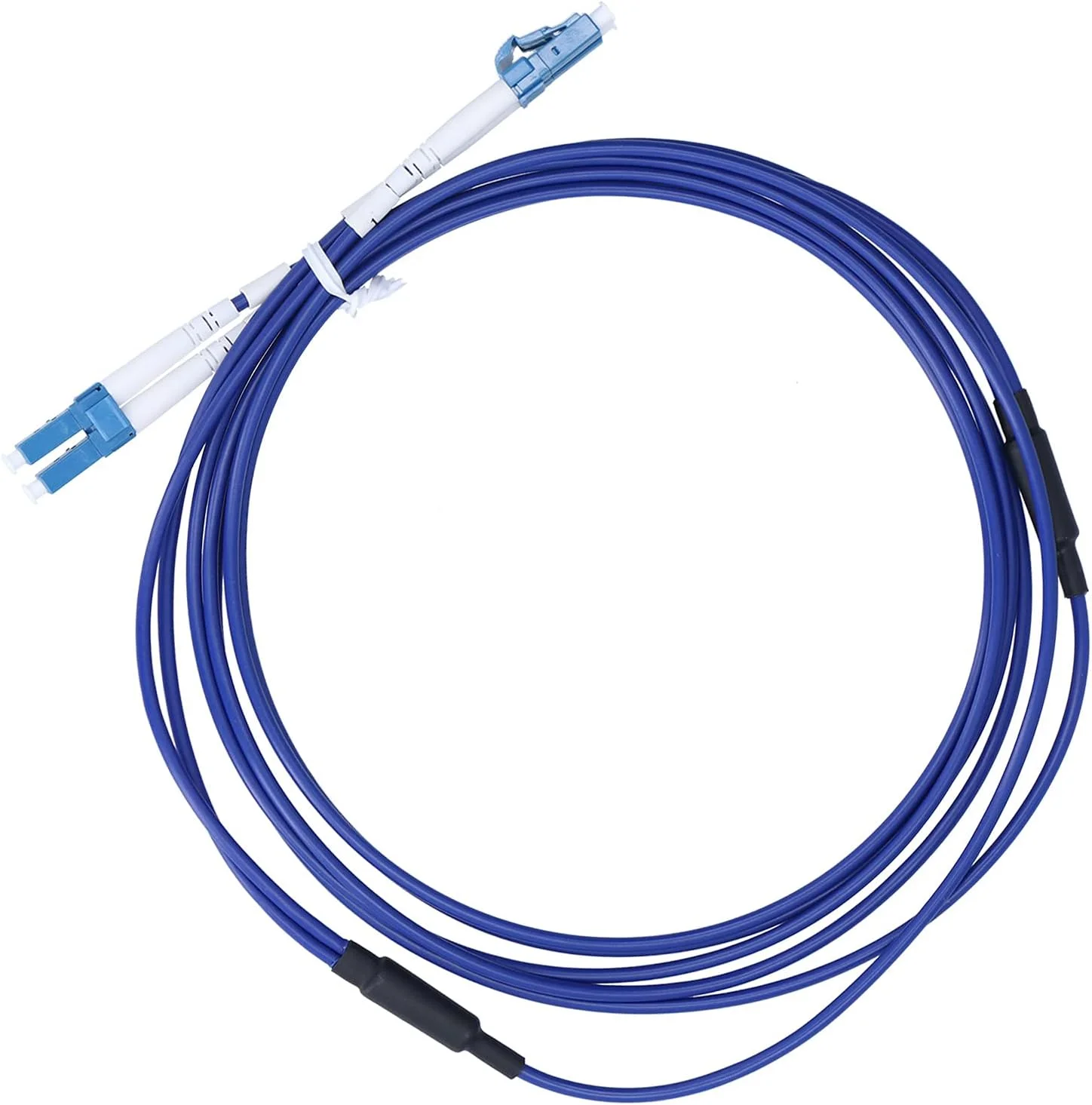 کابل فیبر نوری محافظت شده، کابل اتصال فیبر نوری تک حالته 2 کابل نوری LC/UPC‑LC/UPC آبی، برای مناطق خطرناک در فضای باز (5 متر / 16.4 فوت)