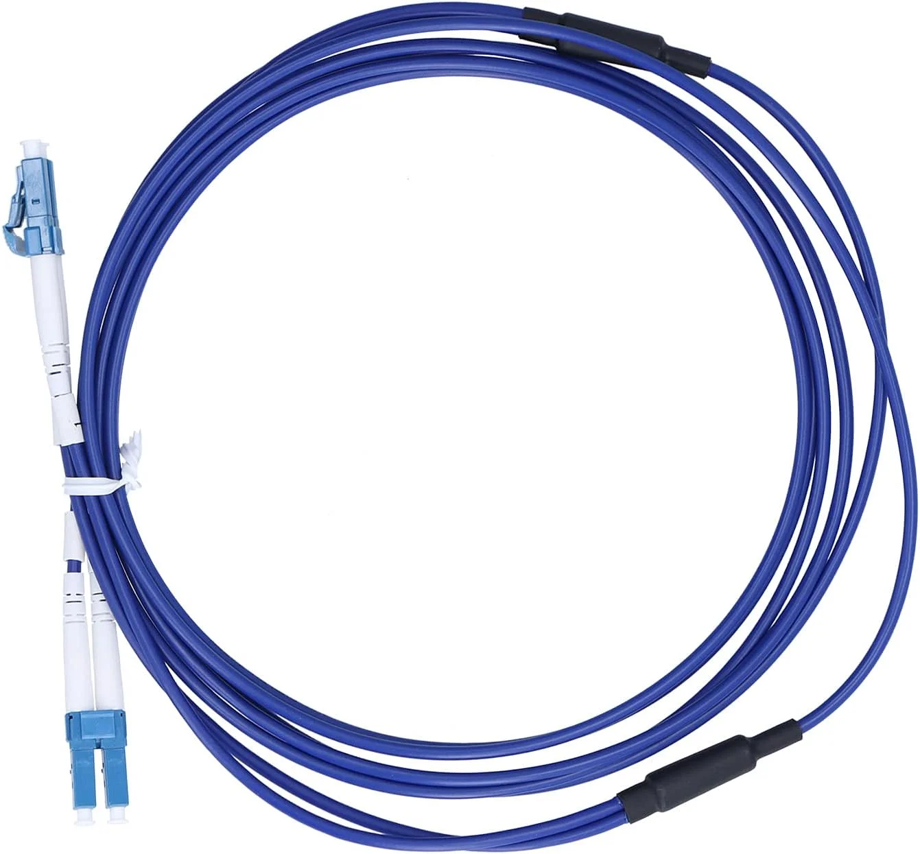 کابل فیبر نوری محافظت شده، کابل اتصال فیبر نوری تک حالته 2 کابل نوری LC/UPC‑LC/UPC آبی، برای مناطق خطرناک در فضای باز (5 متر / 16.4 فوت)
