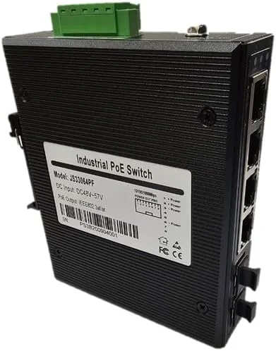 سوئیچ فیبر صنعتی گیگابیتی PoE / مبدل رسانه با 4 پورت RJ45 با سرعت 10/100/1000Base-T و 2 پورت آپلینک SFP با سرعت 1000Base-X. پورت های 1-4 از استاندارد IEEE 802.3af/at PoE پشتیبانی می کنند (JS33064PF)