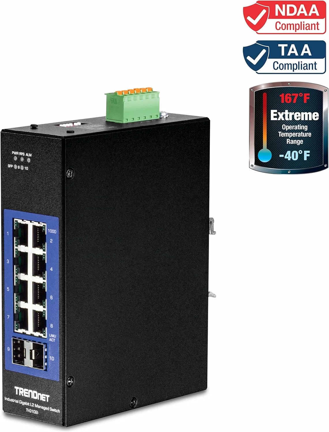 سوئیچ ریلی DIN مدیریت شده صنعتی گیگابیتی لایه 2 ترندنت مدل TI-G102i، دارای 8 پورت گیگابیتی و 2 اسلات SFP، نصب روی ریل DIN، دارای استاندارد IP30، پشتیبانی از Vlan، Qos، Lacp، STP/Rstp و مدیریت پهنای باند سوئیچ ریلی DIN مدیریت شده صنعتی گیگابیتی لایه 2 ترندنت مدل TI-G102i، دارای 8 پورت گیگابیتی و 2 اسلات SFP، نصب روی ریل DIN، دارای استاندارد IP30، پشتیبانی از Vlan، Qos، Lacp، STP/Rstp و مدیریت پهنای باند