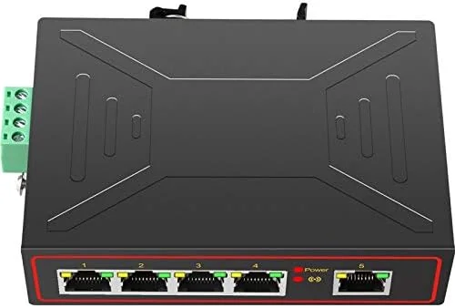 سوئیچ اترنت صنعتی 5 پورت با بدنه فلزی، تقویت کننده سیگنال 10/100 مگابیت بر ثانیه RJ45، سوئیچ شبکه VLAN