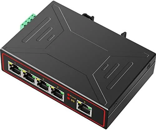 سوئیچ اترنت صنعتی 5 پورت با بدنه فلزی، تقویت کننده سیگنال 10/100 مگابیت بر ثانیه RJ45، سوئیچ شبکه VLAN