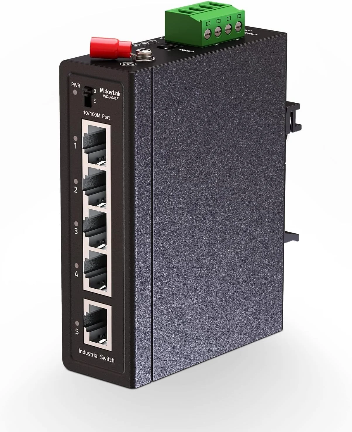 سوئیچ صنعتی 5 پورت DIN Rail، سوئیچ صنعتی 5 پورت، 4 پورت و 1 آپلینک، اترنت سریع 10/100 مگابیت بر ثانیه، شامل DIN-Rail و نصب دیواری، برای دوربین های IP، تلفن های VoIP، AP های بی سیم - IEEE802.3af/at