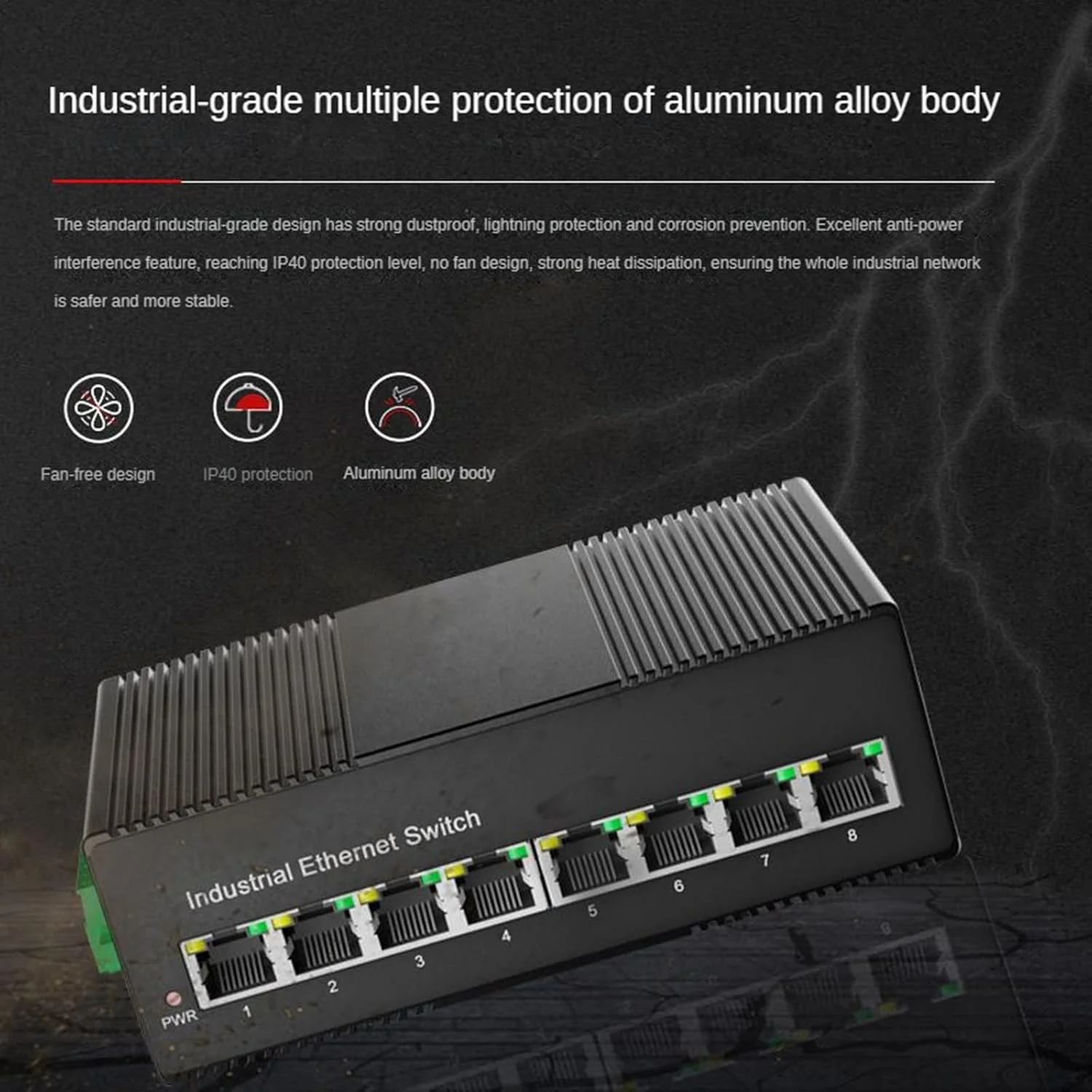 سوئیچ صنعتی 8 پورت گیگابیتی، سوئیچ POE ریلی DIN، سوئیچ صنعتی غیر مدیریتی، حفاظت IP40، B سوئیچ صنعتی 8 پورت گیگابیتی، سوئیچ POE ریلی DIN، سوئیچ صنعتی غیر مدیریتی، حفاظت IP40، B